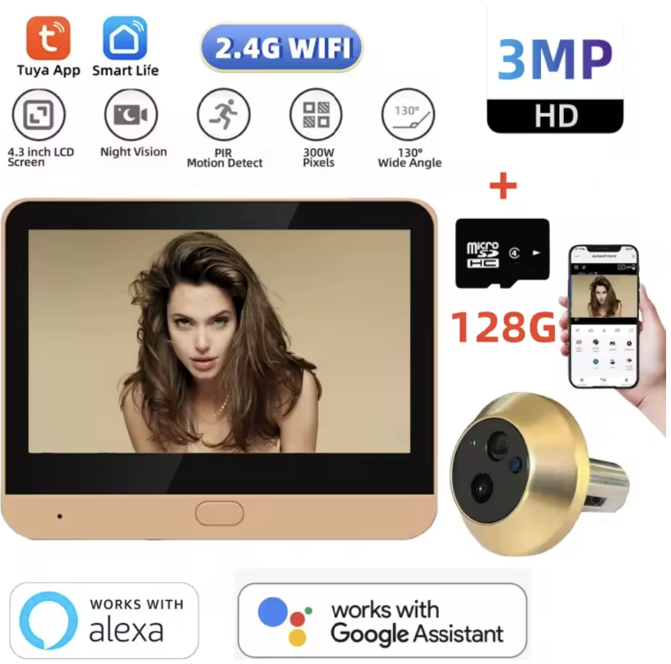 MiniGuard™ Smart Peephole Camera (3MP, WiFi, 4.3" Display)