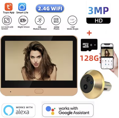 MiniGuard™ Smart Peephole Camera (3MP, WiFi, 4.3" Display)